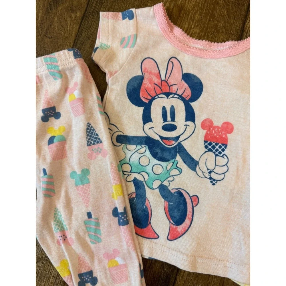 Disney Baby‎ Girl Pajamas 12 Months Lot Minnie Mouse Lemon Toddler Short Sleeved